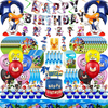 Sonic Birthday Party Supplies, Birthday Party Decorations for 10 Guests, Include Happy Birthday Banner, Hanging Swirls Decorations, Foil Balloons