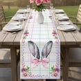 thumbnail image 4 of Easter Table Runner 72 Inches, Cute Rabbits Ears Bow Daisy Flower Watercolor Plaid Bed Runner Dresser Scarves Tabletop for Indoor Outdoor Parties/Ceremony/Banquet, 18" x 72", 4 of 8