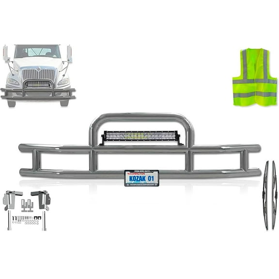 Compatible with International Prostar Semi Trucks Front Grille Deer Moose Brush Guard (Kozak Aftermarket)