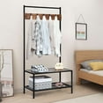 thumbnail image 2 of COSTWAY 3 in 1 Industrial Coat Rack Shoe Bench Hall Tree Entryway Storage Shelf w/ Hooks, 2 of 10