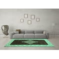 thumbnail image 3 of Ahgly Company Machine Washable Indoor Round Abstract Turquoise Blue Modern Area Rugs, 4' Round, 3 of 4