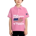 thumbnail image 2 of CCRFTGI 4th of July Pique Polo Shirts for Boys Girls Patriotic 250 Anniversary USA Flag Quick Dry School Uniform Shirts for Kids Summer Lapel Collar T Shirt Short Sleeve Shirt Pink 5-6 Years, 2 of 7