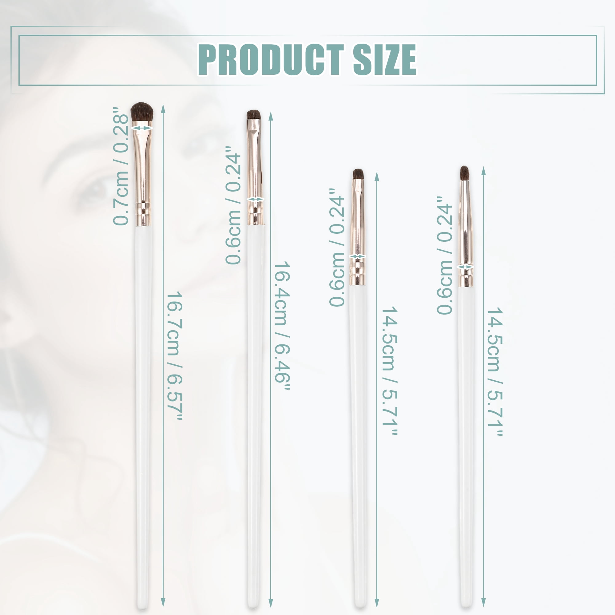 Unique Bargains 4pcs Makeup Brush Kit for Vacation White, Gold Tone