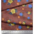 thumbnail image 2 of Soimoi Brown Rayon Crepe Fabric Circle,Leaves & Floral Hand Drawn Decor Fabric Printed Yard 46 Inch Wide, 2 of 2