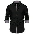 thumbnail image 2 of Aobny Long Sleeve Mens Work Shirts Tuxedo Black Button Down Collared T-Shirt Plain Dress Shirts Graphic Tees Men,L, 2 of 8