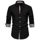 thumbnail image 2 of Blusa y camisa de manga larga con cuello vuelto para hombre, informal, con botones y retazos, de poliéster., 2 of 8