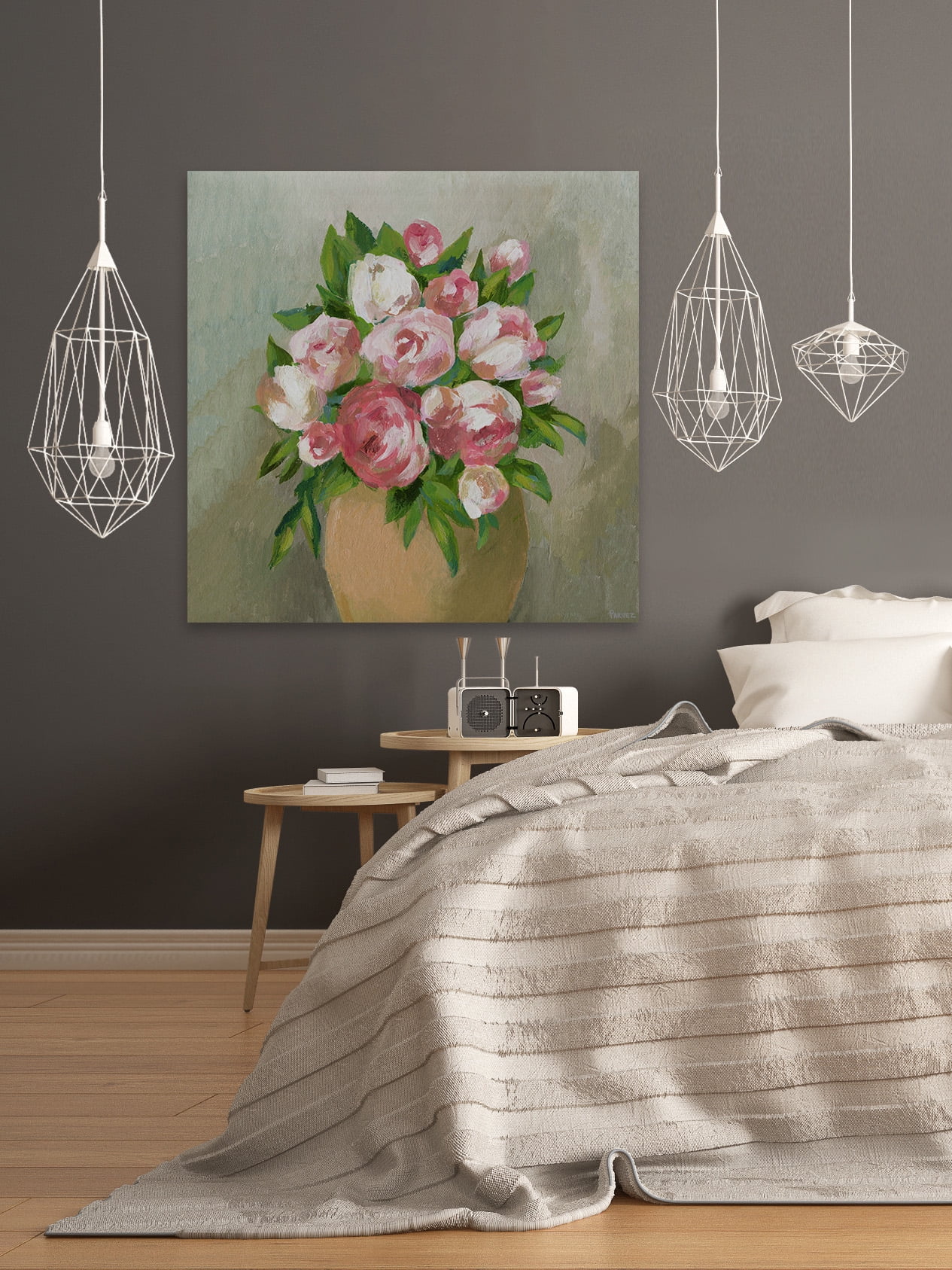 Parvez Taj "Rose Pot" Painting Print on Wrapped Canvas