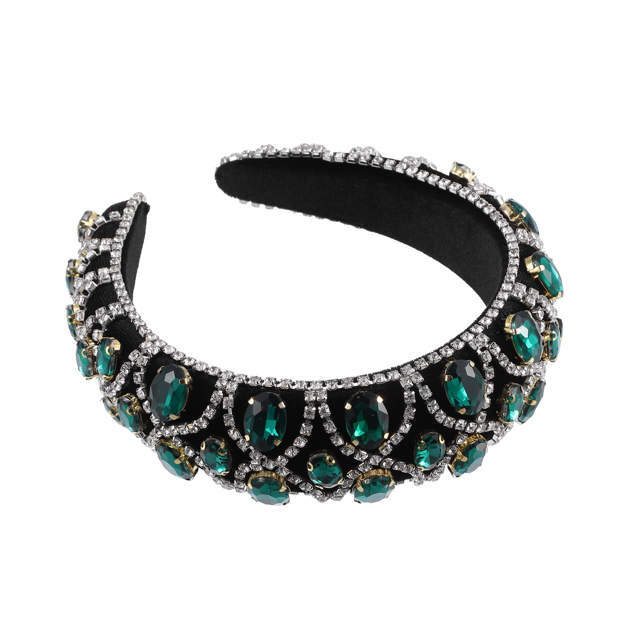 Unique Bargains Faux Crystal Padded Headband Green