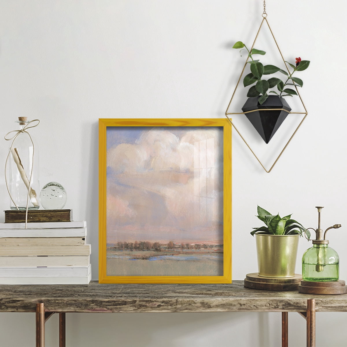 Billowing Clouds II - Framed Print w/glass - Sunflower Yellow