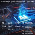 thumbnail image 4 of External DVD/CD Drive, USB 3.0 External DVD CD ROM Burner, Portable DVD Player with Type C Cord, CD RW Optical Drive, Compatible with Laptop Desktop PC Windows Linux OS Apple Mac (Black), 4 of 4