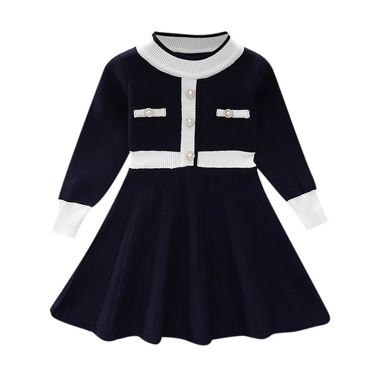 Toddler Girl Wedding Guest Dress 4T Dresses For Girls Girls Sweater Fall Dress Long Sleeve Knit A Line Contrast Casual Winter Dresses Toddler Girl Wedding Guest Dress 4T Dresses For Girls Girls Sweater Fall Dress Long Sleeve Knit A Line Contrast Casual Winter Dresses