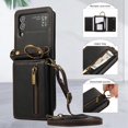 thumbnail image 3 of Decase Compatible with Samsung Galaxy Z Flip 4 Case with Card Holder and Strap for Women,Crossbody Lanyard,Stand Ring Kickstand,Snap Clasp,Phone Wallet Case,Black, 3 of 10