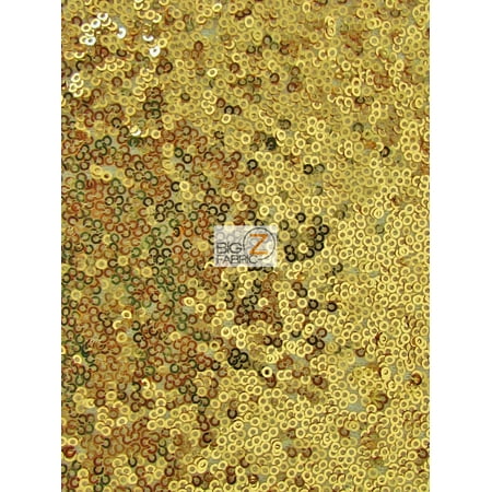 Fabric Nylon Tricot - Mini Disc Sequin Nylon Mesh Fabric / Shiny Gold / Sold By The Yard