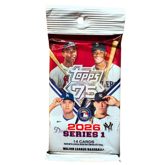 2026 Topps Series 1 MLB Baseball Trading Cards Hanger Pack, 14 Cards Each