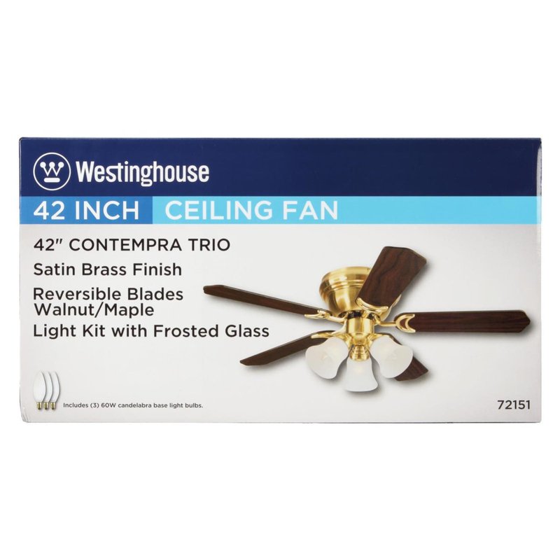 Westinghouse 7215100 42" Satin Brass & Walnut/Maple Contempra Trio