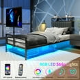 thumbnail image 5 of LFGUIZO Twin Size Gaming Bed Frame with TV Mount and Charging Station, Black Metal Platform Bed with All-Around LED Lights and Underbed Storage with Vented Storage Shelf No Box Spring Needed, 5 of 8