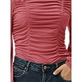 thumbnail image 4 of Gvmfive Women Tops Puff Long Sleeve High Neck Pleated Slim Fit Blouse, 4 of 4