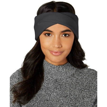 DKNY Women’s Twisted Ribbed-Knit Headband (Charcoal)