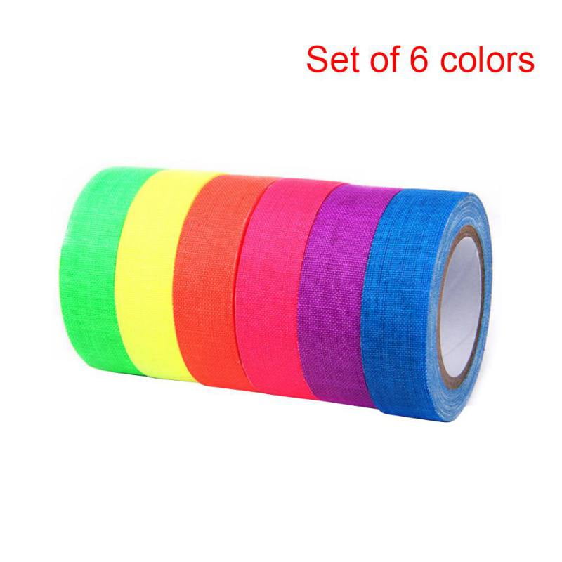 2 Pack Highlighter Pens Fluorescent Cloth Tape 12 Pack, 6 Colors, 66ft per Color GreyParrot Tape UV Blacklight Reactive, 