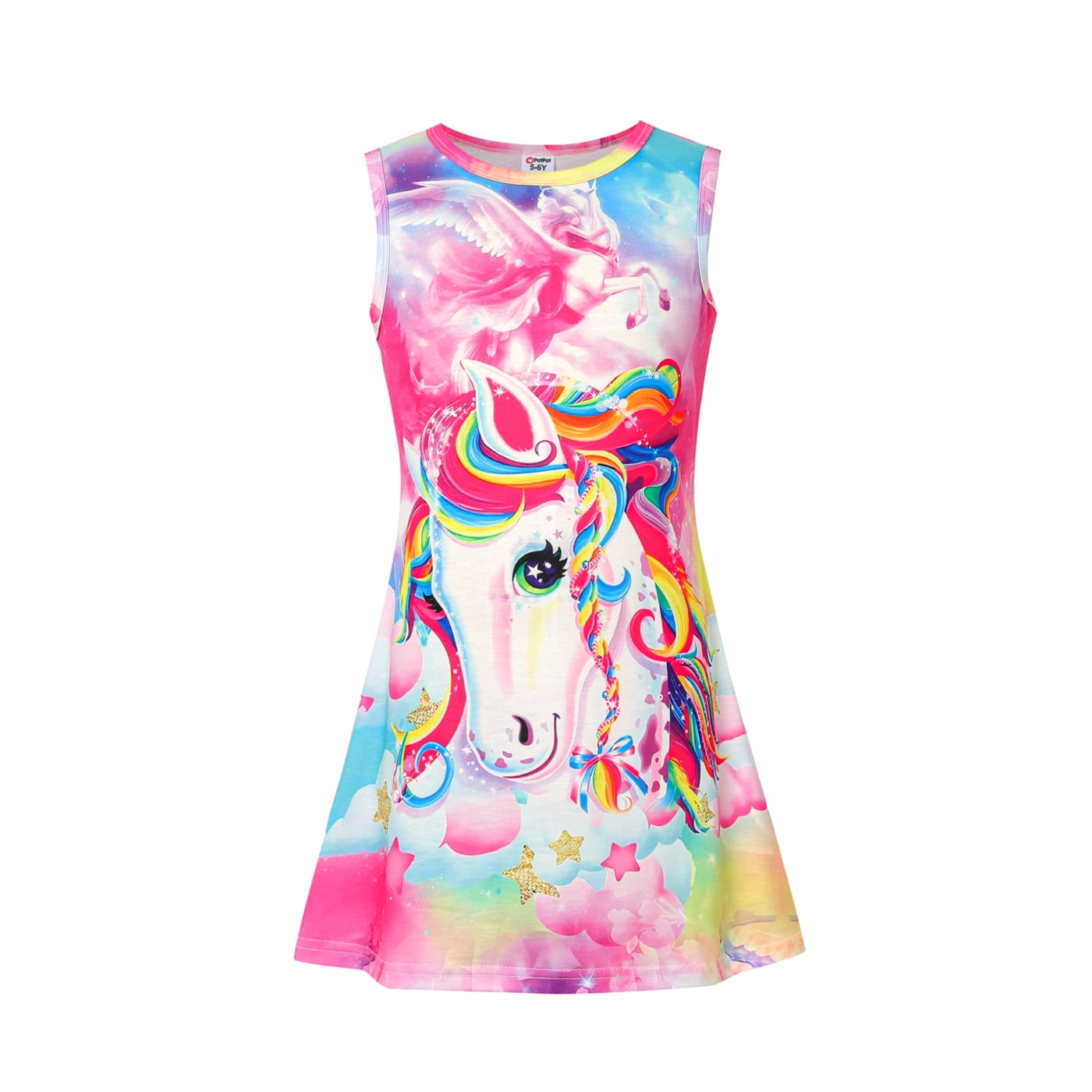 PatPat Kid Girl Unicorn Print Sleeveless Dress - Walmart.com