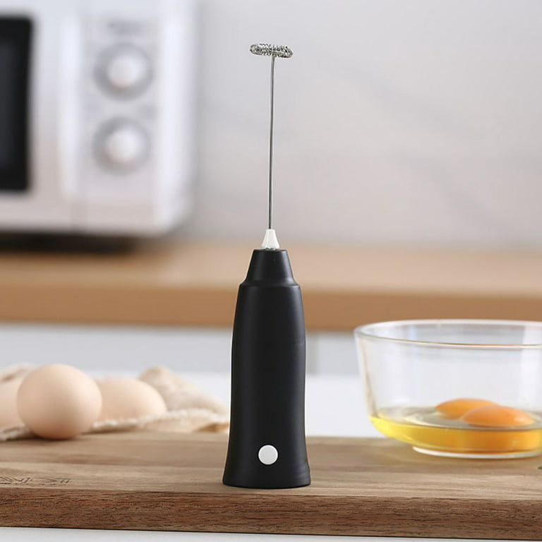 Egg Beater Black Handheld Milk Mixer Batteries Operated Mini Stainless Steel Egg Coffee Milk Frother