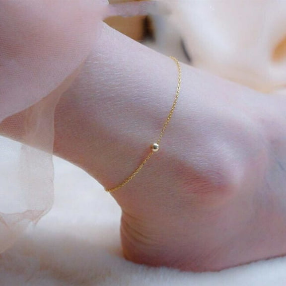 Minimalist 14k Gold Filled Anklet, Dainty Good Luck Bead Anklet Bracelet - Shanali Jewelry