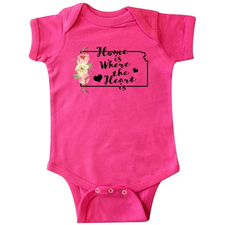 

Inktastic Kansas Home Where the Heart is with Watercolor Floral Gift Baby Boy or Baby Girl Bodysuit