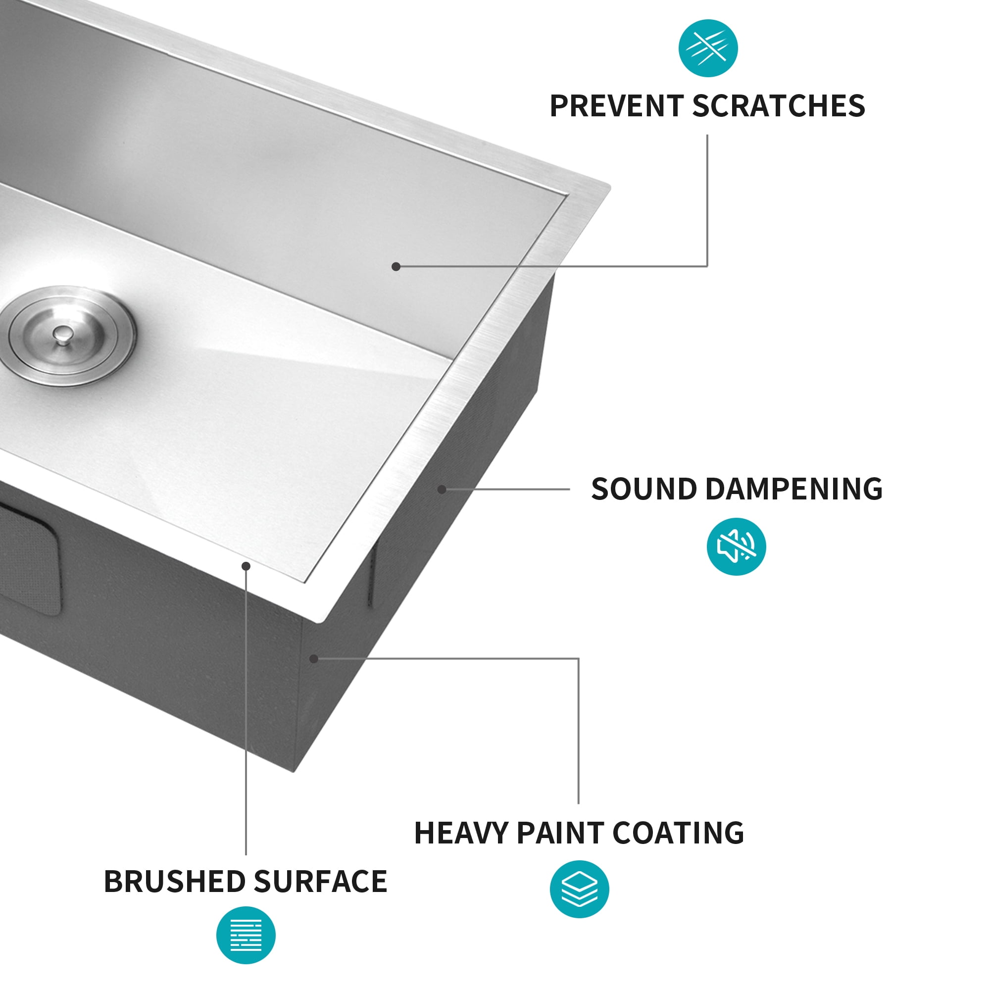 28 Inch Undermount Sink - 28" x 18" x 9" Undermount Stainless Steel Kitchen Sink 16 Gauge 9 Inch Deep Single Bowl Kitchen Sink Basin, Includes Drain Assembly (No Additional Accessories)