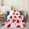thumbnail image 3 of Xchearser Ladybug Flannal Throw Blanket Ladybug Gifts for Girls Boys Cute Bug Fleece Blanket Throw 50"x60" Garden Farmhouse Animal Plush Blanket Pink Fuzzy Blanket Cabin Gifts Rustic Home Decor, 3 of 6