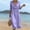 Purple, variant on ClodeEU Women's Linen Blend V Neck 3/4 Sleeve Tiered Ruffle Midi Dress,Casual Loose Boho Beach Sundress Beige,Women's Plus L