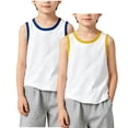 thumbnail image 2 of Boys Gold Sleeveless Cotton Tank Tops 2 Pack, Crew Neck Contrast Trim Athletic Casual Kids Vest Ages 2-12Y,Size 4-5 T, 2 of 8