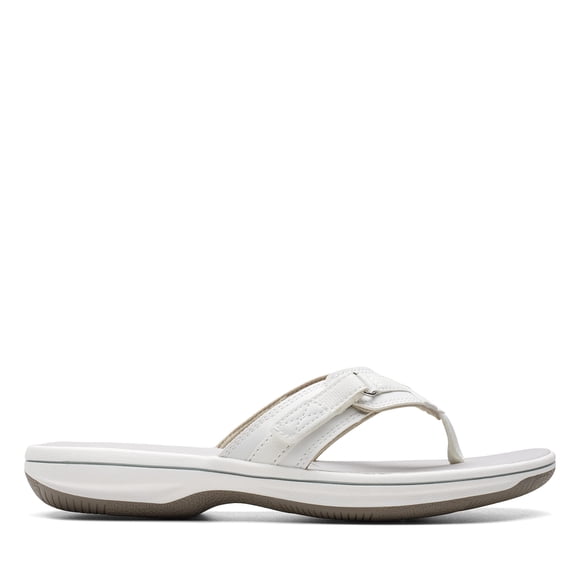 Clarks Women's Breeze Sea Flip Flop, New White Synthetic, 9 B(M) US