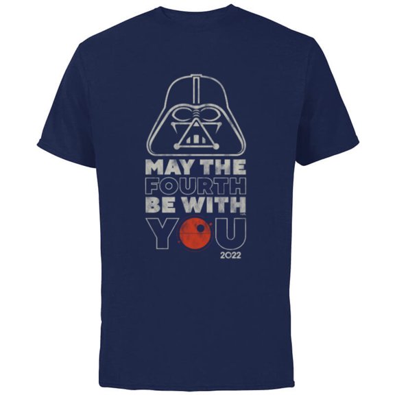Star Wars Darth Vader May the Fourth Be With You - Short Sleeve Cotton T-Shirt for Adults - Customized-Navy