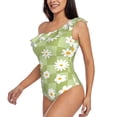 thumbnail image 3 of Picia Daisies Flowers Pattern Women's One Piece Swimsuits,One Shoulder Swimwear Asymmetric ,Ruffle Monokinis Bathing Suits,High Waisted Flattering Bathing Suits-XX-Large, 3 of 8