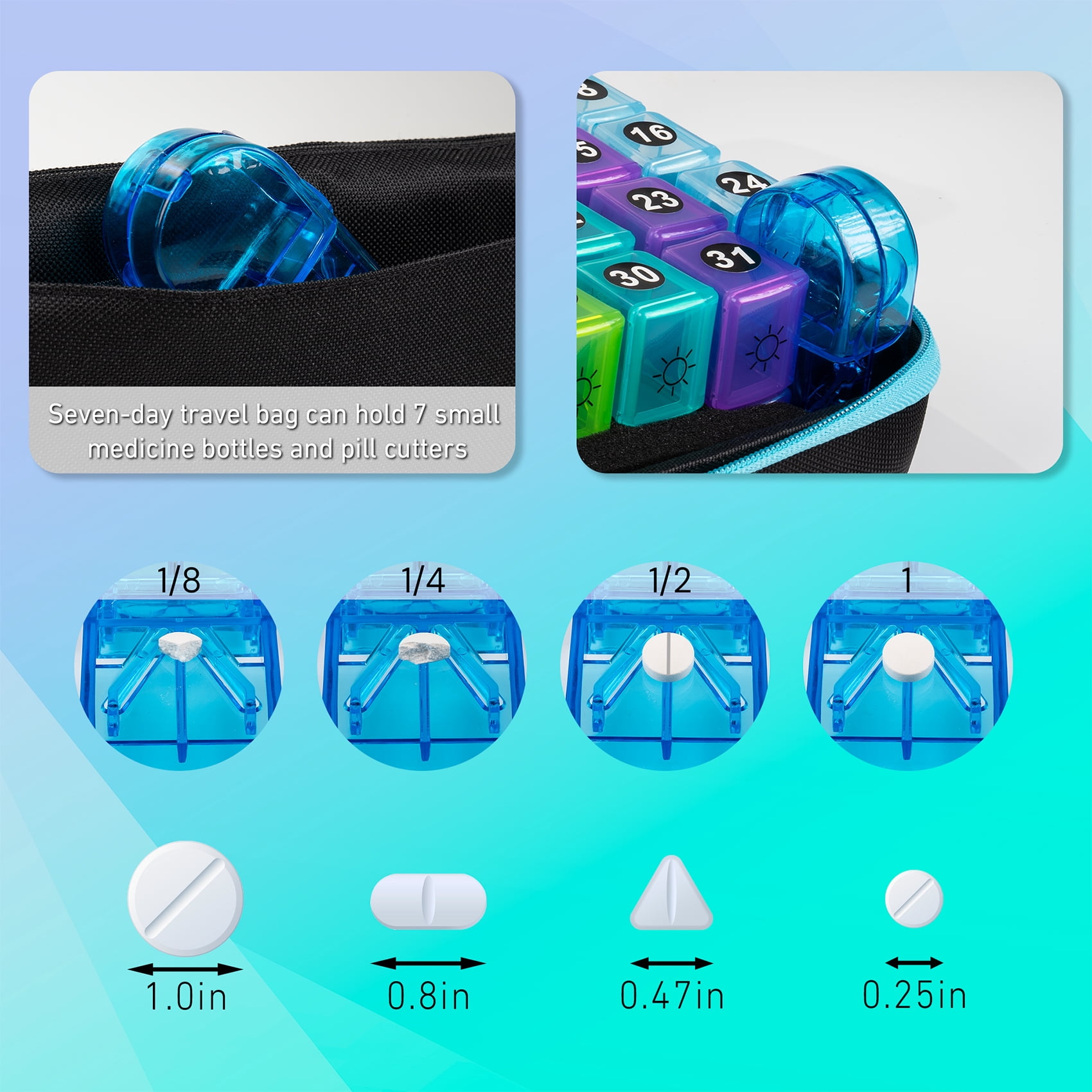 BEFUNZL Monthly Pill Organizer 2 Times a Day, Medicine Organizer Box with Pill Cutter 31 Days Pill Holder