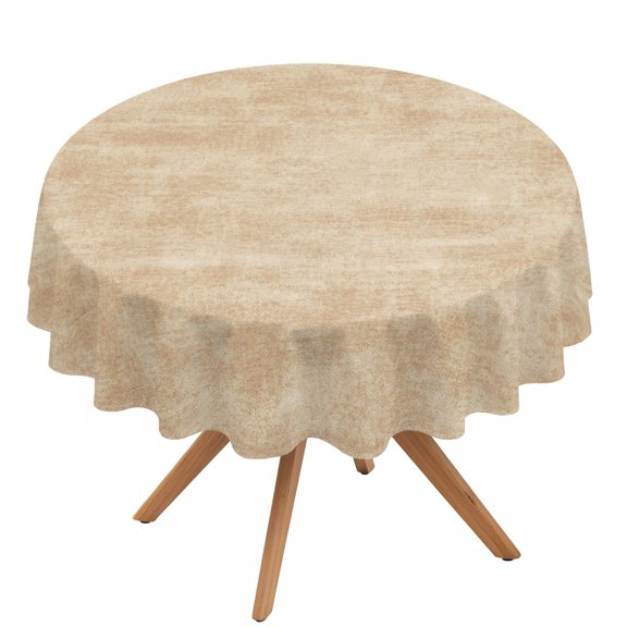 Minimalist Beige Round Tablecloth 60 inches Vintage Distressed Pattern Farmhouse Art Waterproof Oil-Proof Table Cloth Round Table Cover for Holiday Party Picnic Dinner Decor Indoor and Outdoor Use