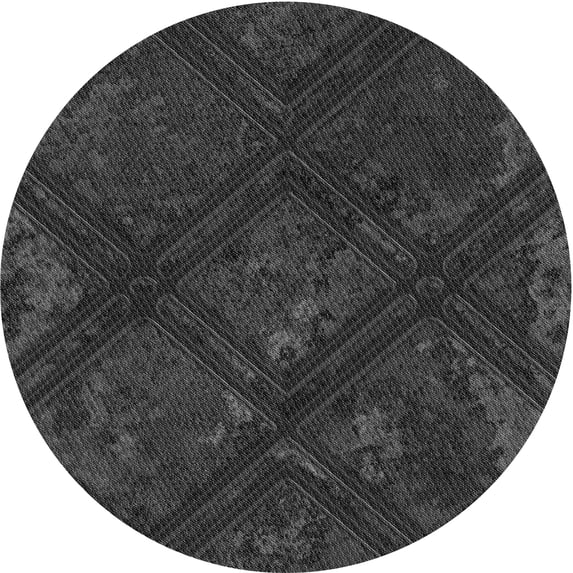 Ahgly Company Machine Washable Indoor Round Transitional Charcoal Black Area Rugs, 6' Round