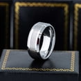 thumbnail image 2 of 8mm Mens Tungsten Wedding Band, Brushed Center, Polished Beveled Edge Engagement Ring - TN002s6.5, 2 of 5