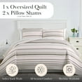 thumbnail image 2 of Southshore Fine Living, Inc. Oversized Twin Quilt Set, Striped Beige Bedspread Twin or Twin XL Quilt, 3-Piece Coastal Bedding Set with Quilt and Matching Sham, Soft Microfiber Quilt, Taupe Stripes, 2 of 9
