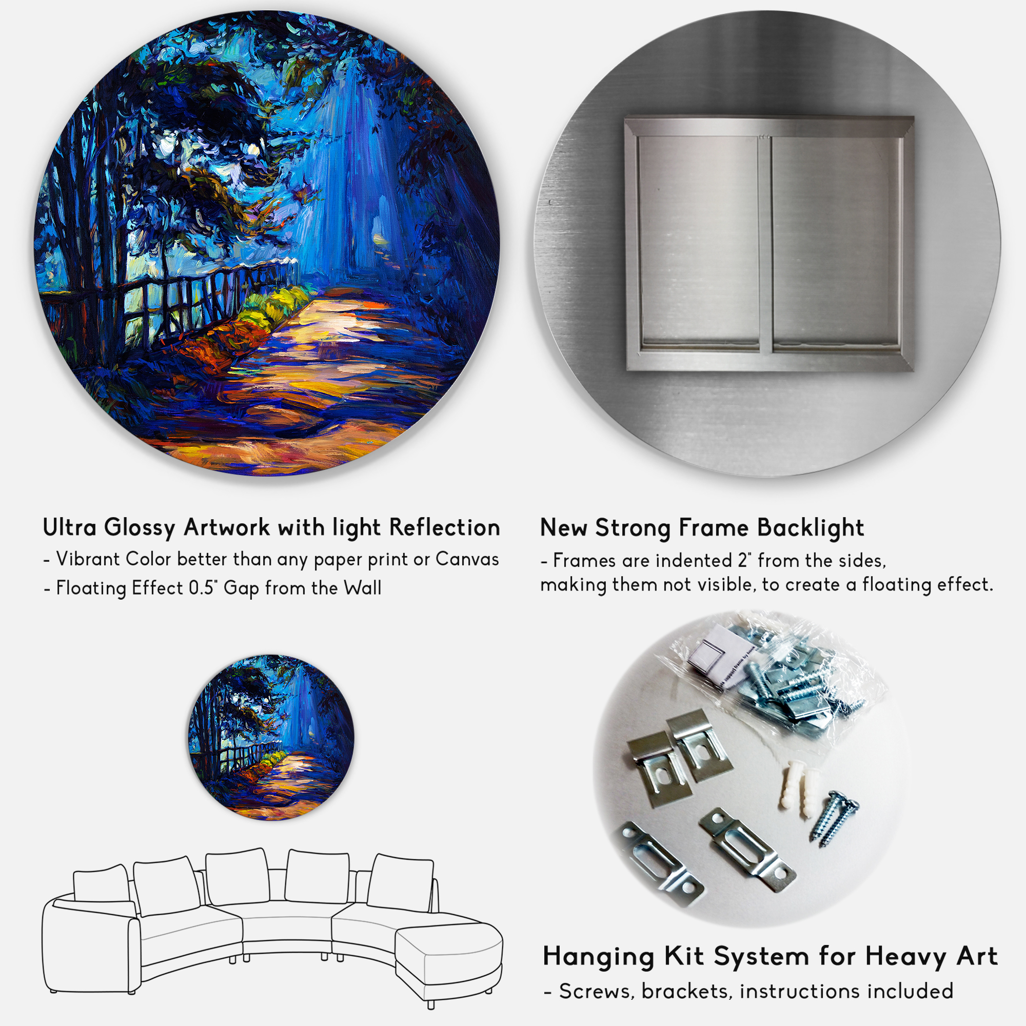Designart 'Park Road In The Afternoon Shadows' Lake House Circle Metal Wall Art 23x23 - Disc of 23