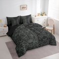 thumbnail image 2 of Homewish Gothic Skull 7pcs Queen Bedding,Victorian Damask Bedding Comforter Set Queen,Gray Black,Halloween Bed Set,Black Reversible, 2 of 8