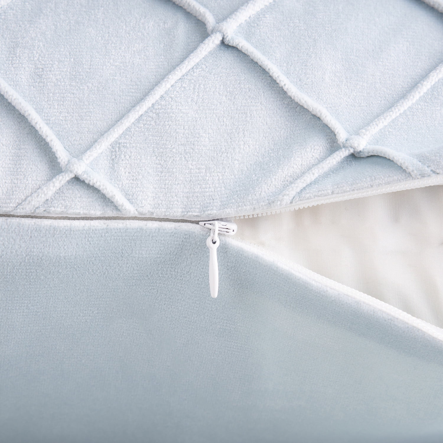 Phantoscope 18" x 18" Modern Light Blue Plaid Velvet, Polyester Throw Pillow , ( 2 Count)