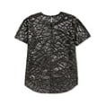 thumbnail image 2 of ALFANI Womens Black Textured Printed Short Sleeve Jewel Neck T-Shirt S, 2 of 2
