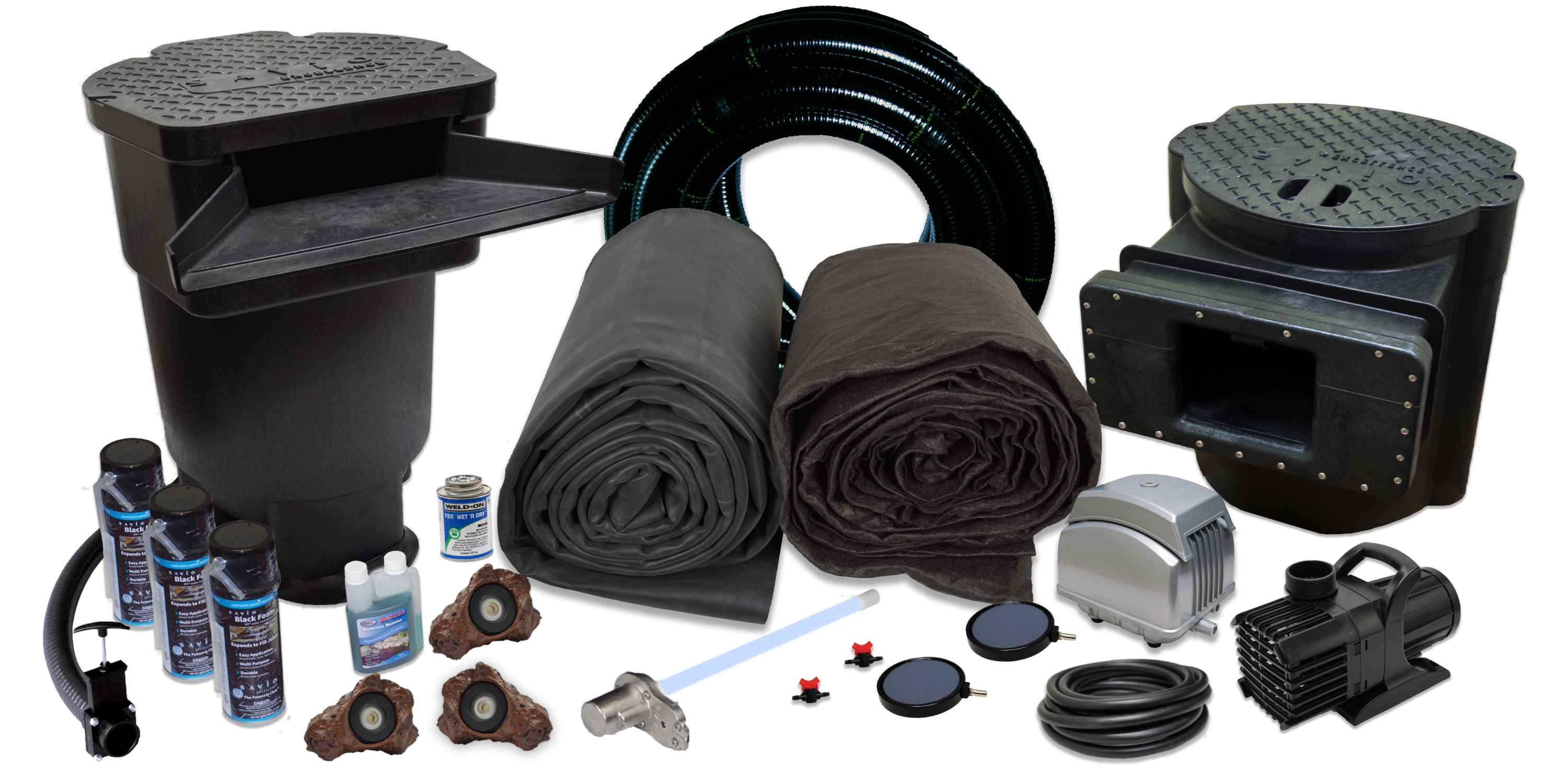Simply Ponds 2100 XSH Gartenteich-Set – Komplettes Kit Mit Skimmer, Biofilter & 45mm Teichfolie Für Einfachen Teichbau