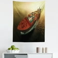 thumbnail image 1 of Maritime Tapestry, Aerial Shot Photo of Big Industrial Container Ship on Calm Ocean at Sunrise, Fabric Wall Hanging Decor for Bedroom Living Room Dorm, 5 Sizes, Multicolor, by Ambesonne, 1 of 1