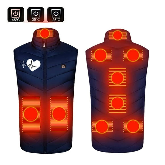 Meichang Heated Vest for Men and Women Plus Size Outdoor Work Outerwear 9 Heating Area Electric Heated Jacket Skiing Warm Heated Clothing