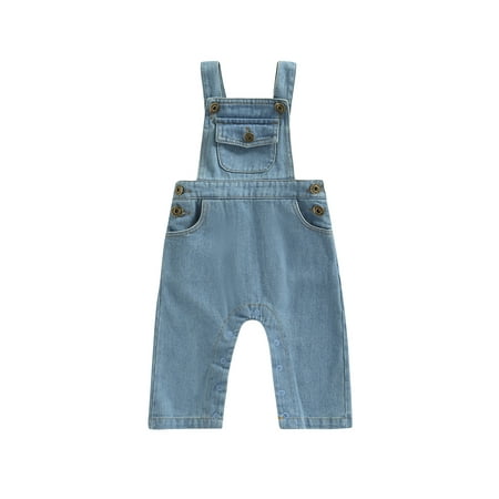 

TheFound Newborn Infant Baby Girl Boy Denim Overalls Sleeveless Adjustable Suspender Jumpsuit Jeans Pants with Pockets