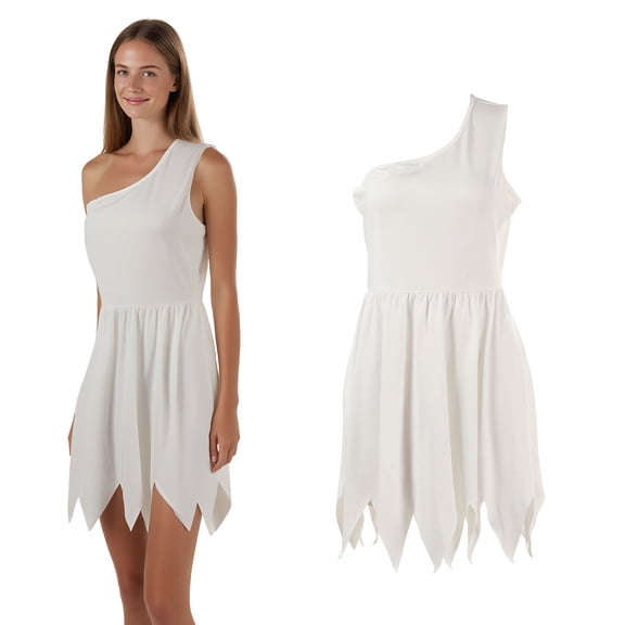 Halloween Women Caveman Dress Costume, Adult Modern Primitive Prehistoric Fancy Dress for Halloween Cosplay Themed Party