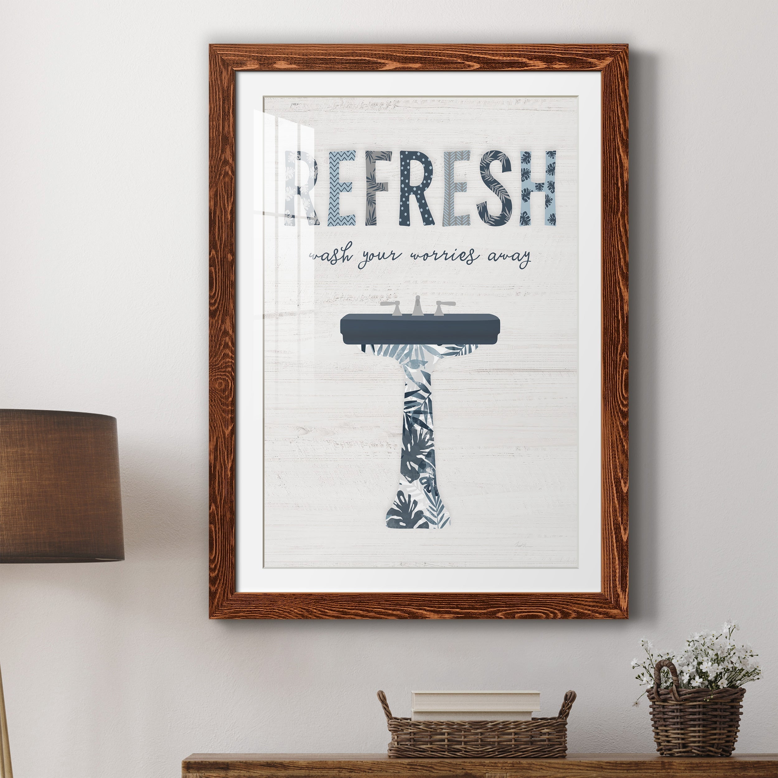 Palm Bath II - Premium Framed Print - Distressed Barnwood Frame - Ready to Hang