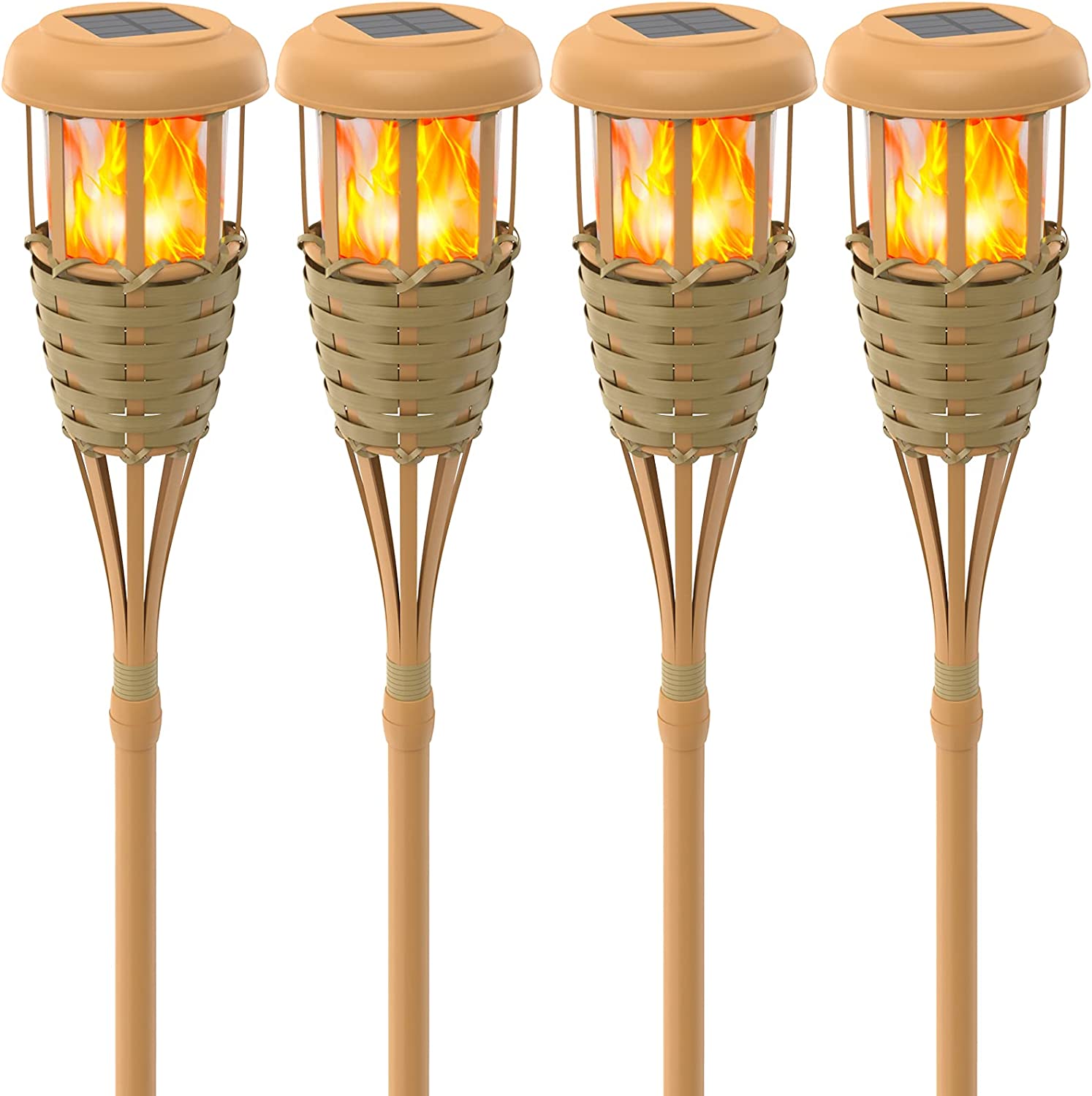HANTU Tiki Torch Solar Lights Outdoor Solar Torch Light with
